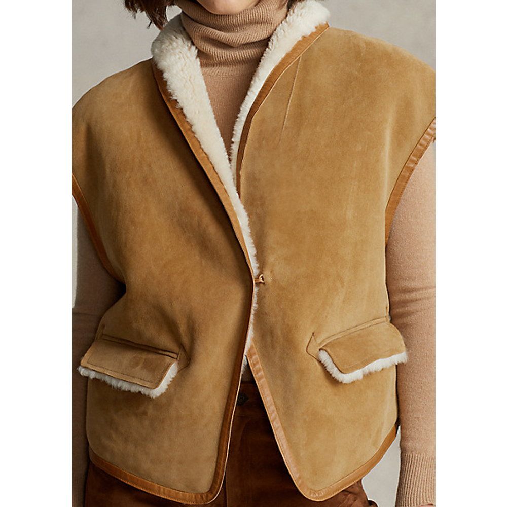 Women’s "Tundra Trail" Aviator | Premium Brown Sheepskin | Genuine Shearling Leather Flight Vest | Full Grain Apparel