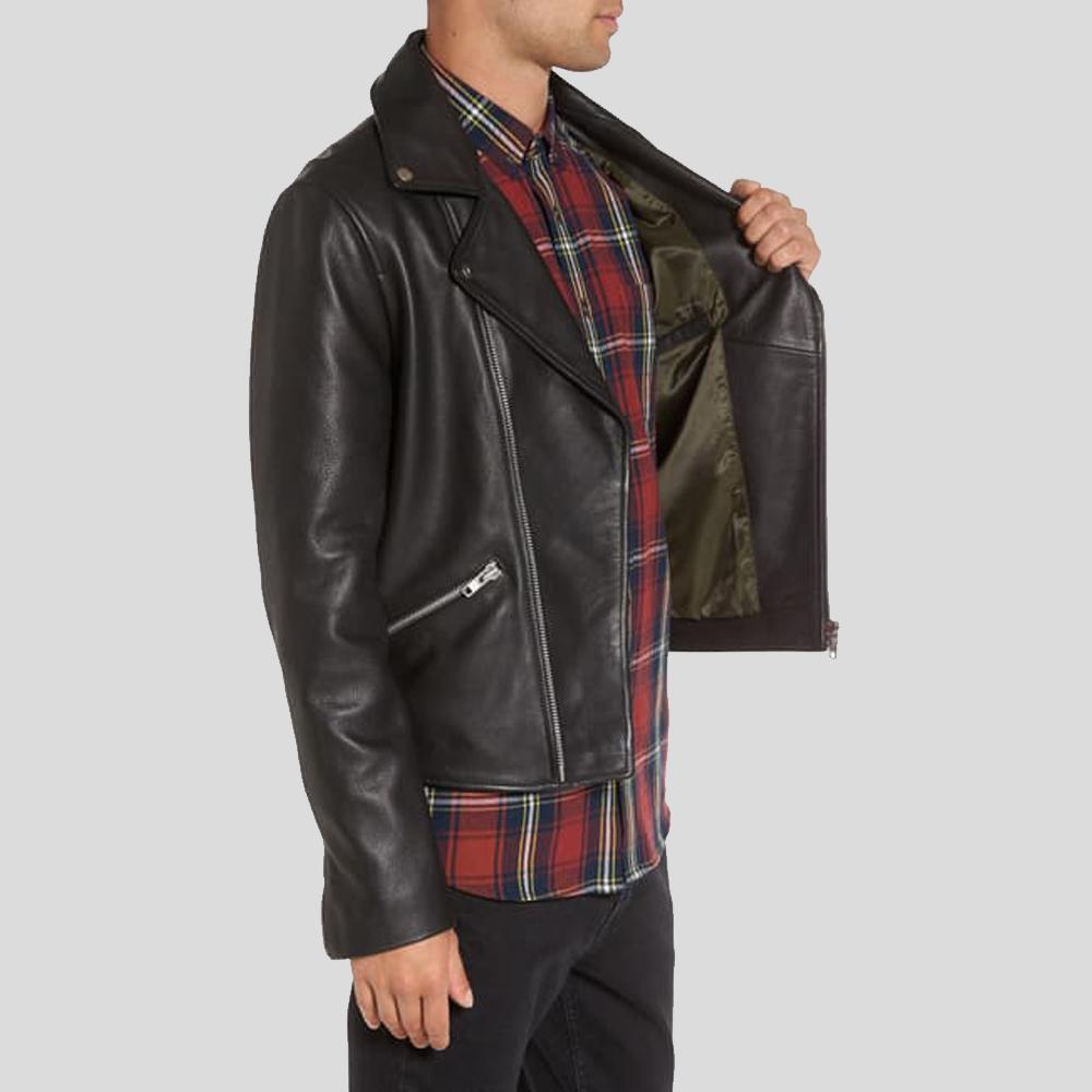 Men’s Caden Black Biker Leather Jacket | Slim Fit Cycle Racer | Full Grain Apparel