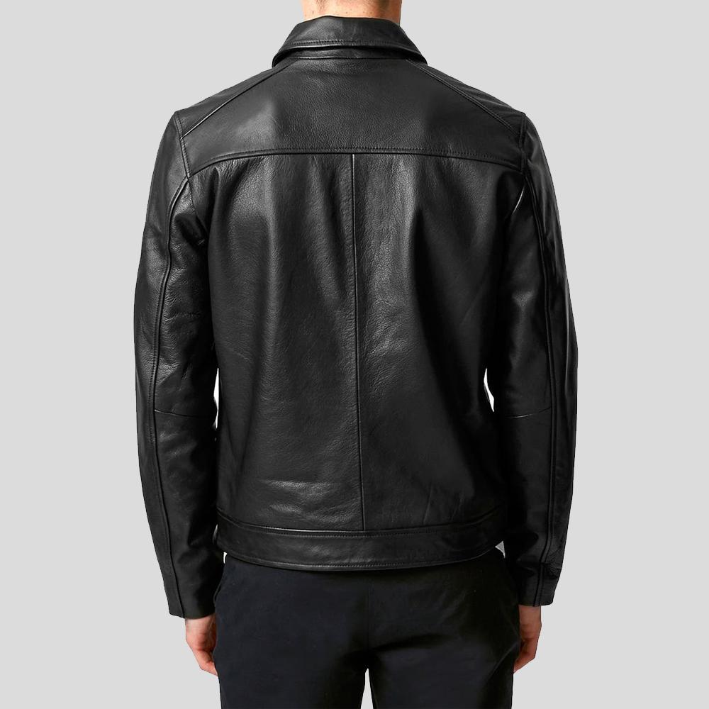 Men’s Benn Black Motorcycle Leather Jacket | Real Sheepskin Racer | Full Grain Apparel