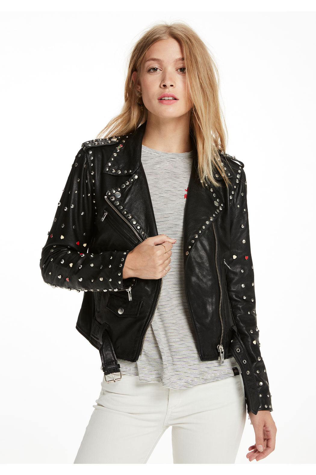 Women’s "Shadow Strike" Moto Jacket | Premium Black Lambskin | Hand-Set Silver Spikes & Studded Biker | Full Grain Apparel