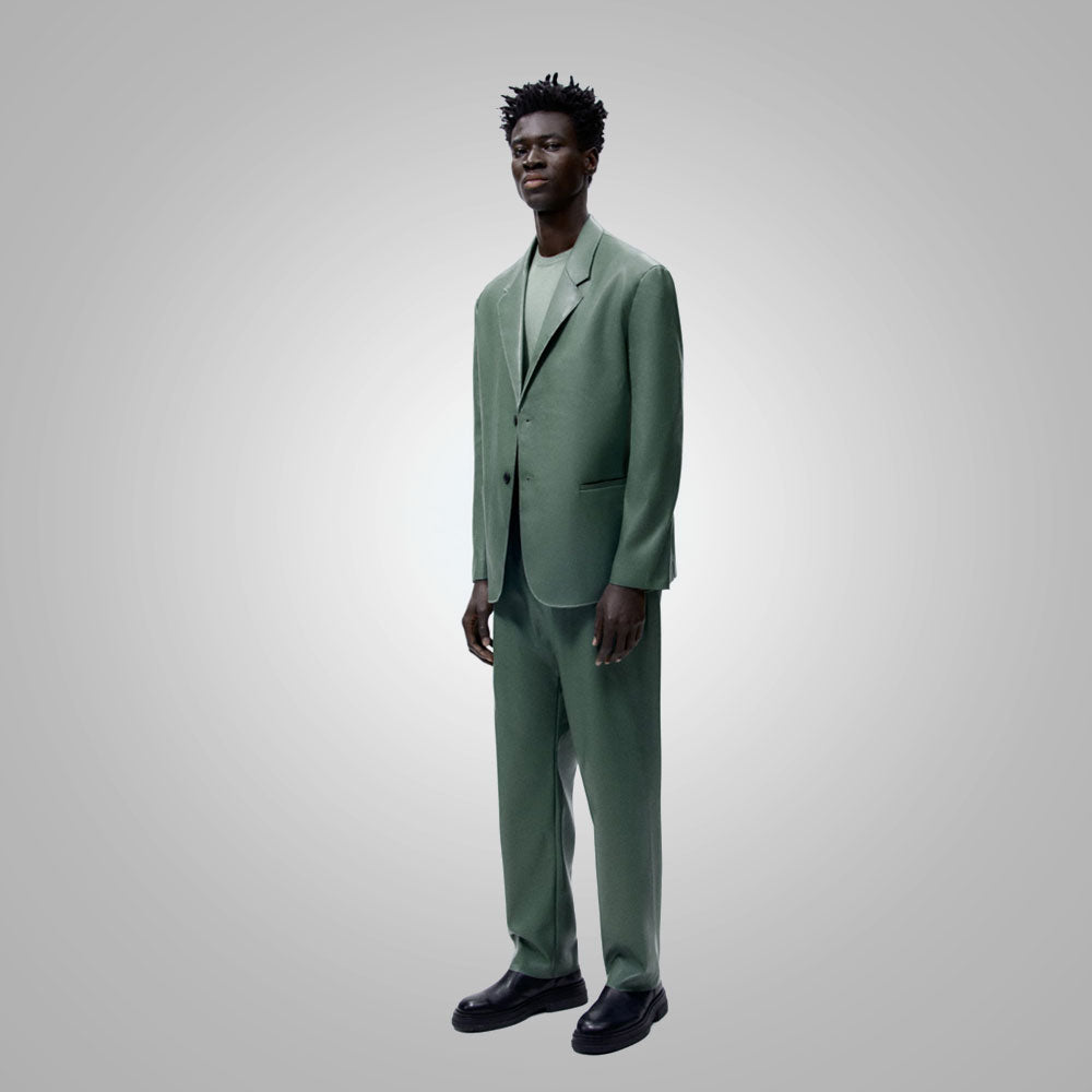 Blazer de hombre "Slate Elite" | Piel de cabra gris de primera calidad | Americana deportiva de cuero ultraligero y suave | Prenda de cuero de plena flor