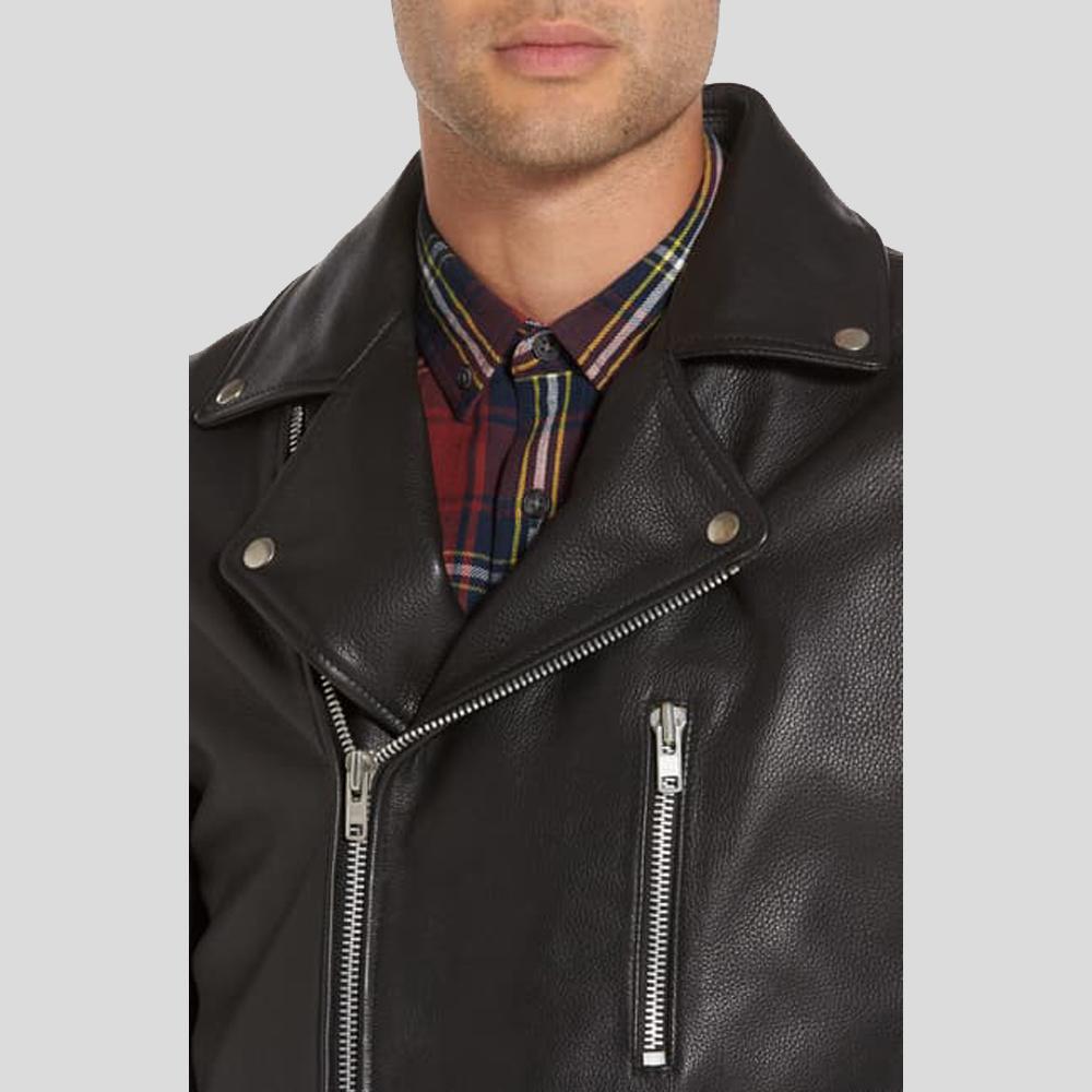 Men’s Caden Black Biker Leather Jacket | Slim Fit Cycle Racer | Full Grain Apparel