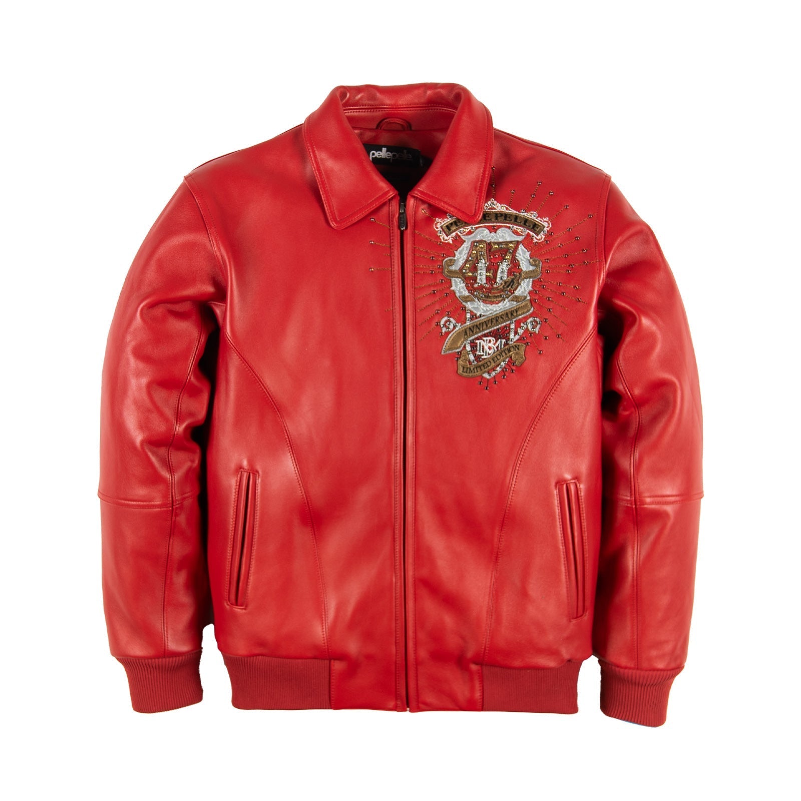 Men’s "47th-Anniversary" Collector’s Series | 100% Genuine Full-Grain Cowhide | Pelle Pelle Inspired Red Urban Luxury Jacket | Full Grain Apparel