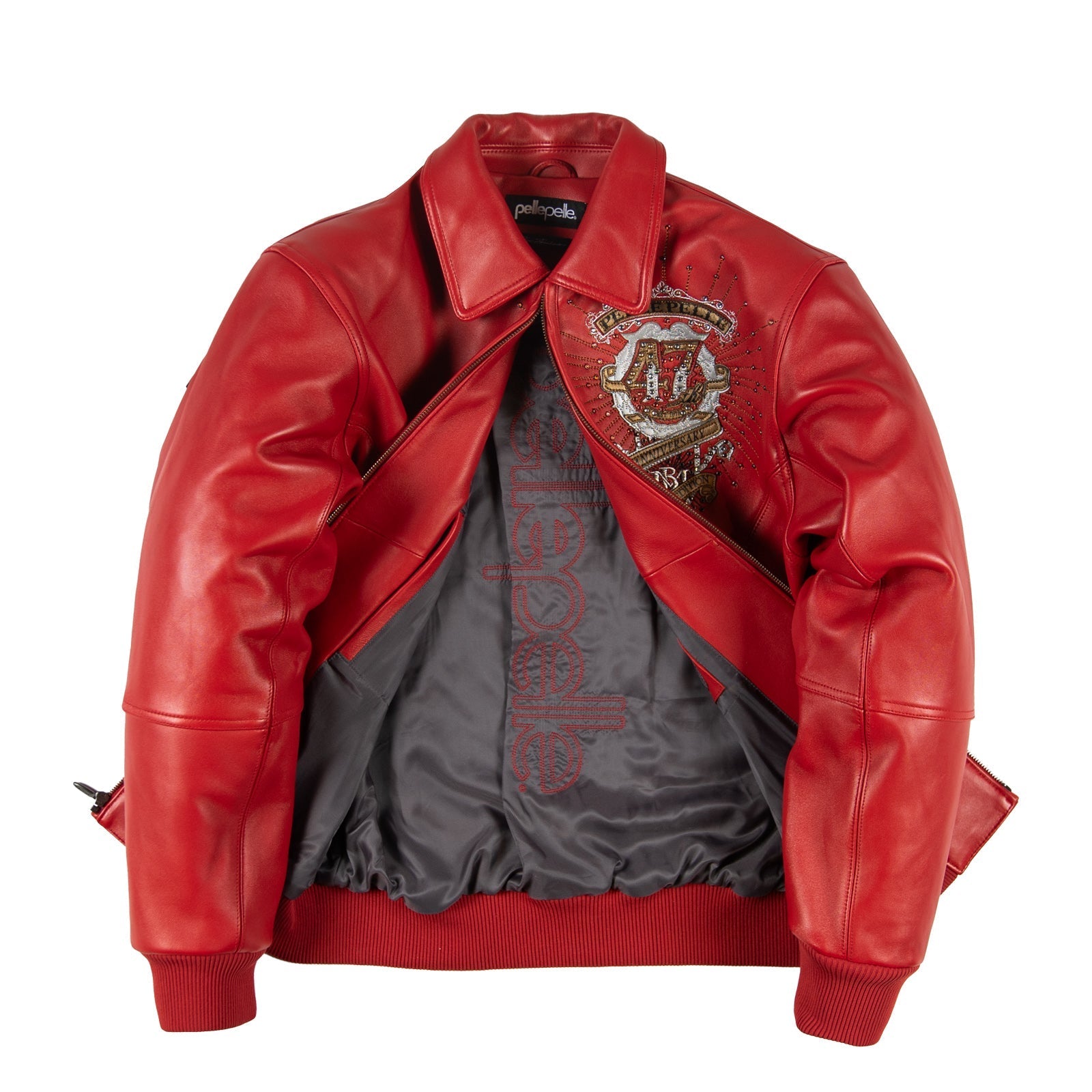Men’s "47th-Anniversary" Collector’s Series | 100% Genuine Full-Grain Cowhide | Pelle Pelle Inspired Red Urban Luxury Jacket | Full Grain Apparel