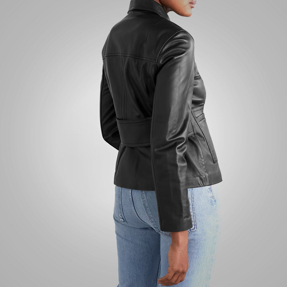 Women’s "Liquid Silk" Leather Shirt | Ultra-Premium Buttery Soft Black Sheepskin | Minimalist Simple Button-Down | Full Grain Apparel