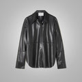 Women’s "Second-Skin" Supple Leather Shirt | Premium Black Napa Sheepskin | Ultra-Soft Slim Fit Button-Down | Full Grain Apparel