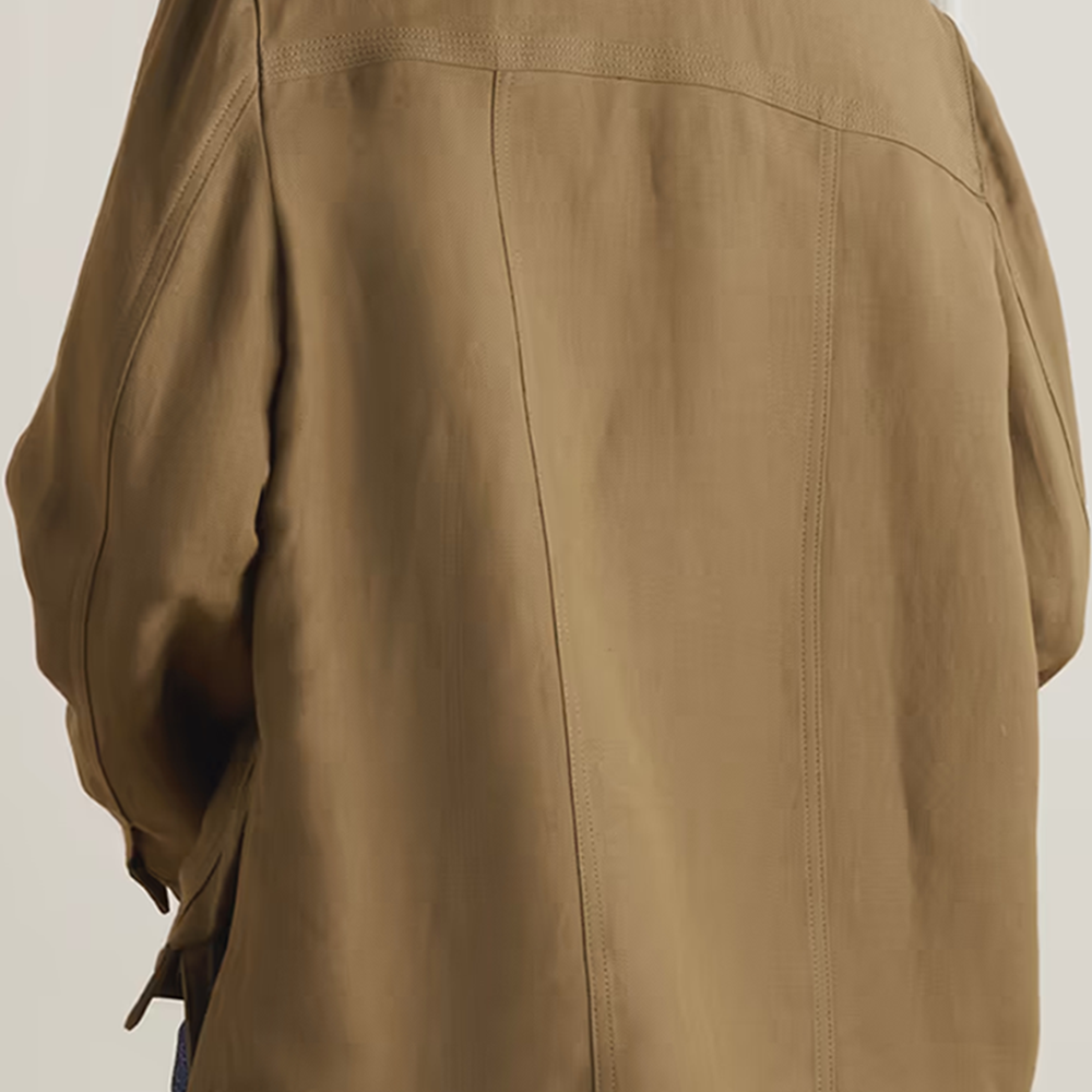 Women’s "Tactical-Luxe" Hybrid Shirt | New Army Green Solid Cloth & Leather | Premium Button-Down Utility Top | Full Grain Apparel