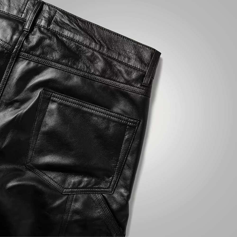 Vaqueros de piel de oveja "Arctic-Skin" para hombre | Piel de oveja negra premium | Pantalones de cuero ajustados ultraslim con forro de piel | Prenda de piel plena flor