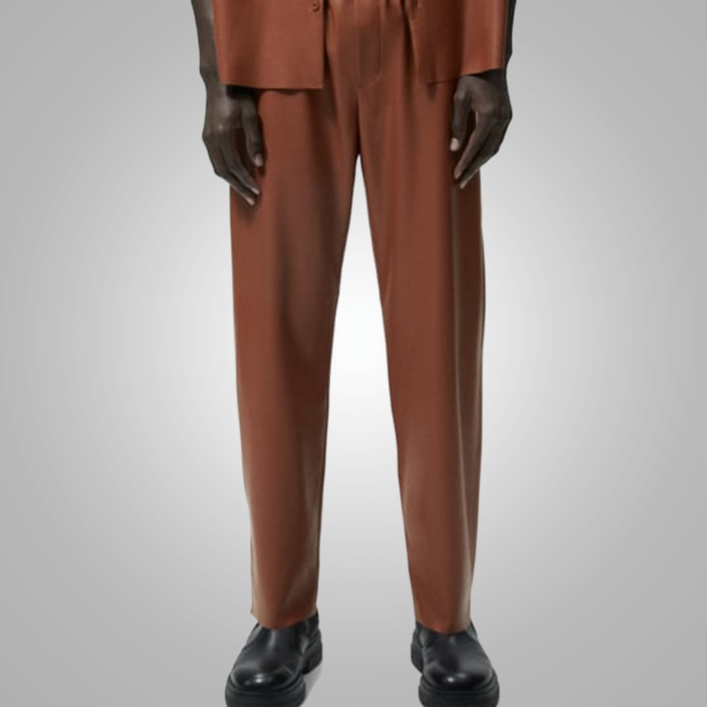 Men’s "Iron-Road" Moto Pants | Premium Chocolate Brown Sheepskin | Genuine Leather Biker Trousers | Full Grain Apparel