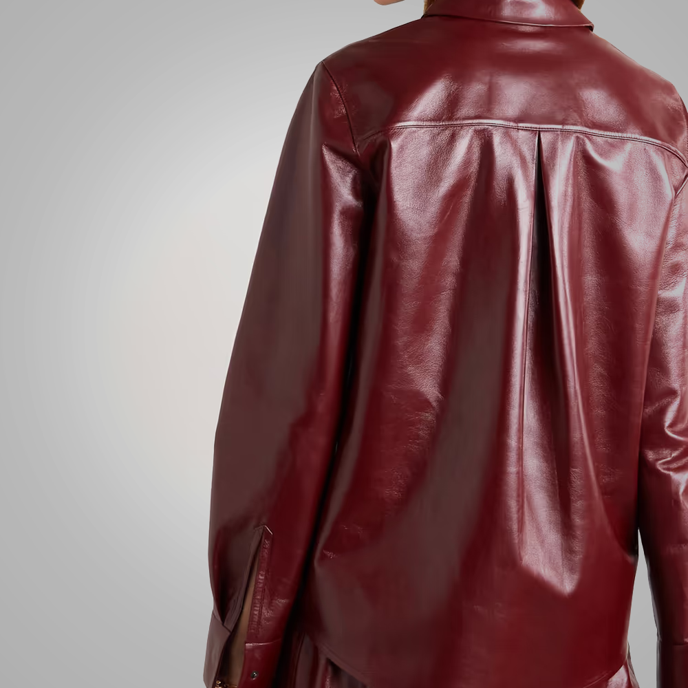 Women’s "Crimson-Silk" Leather Shirt | Ultra-Premium Buttery Soft Red Sheepskin | Hand-Tailored Minimalist Button-Down | Full Grain Apparel