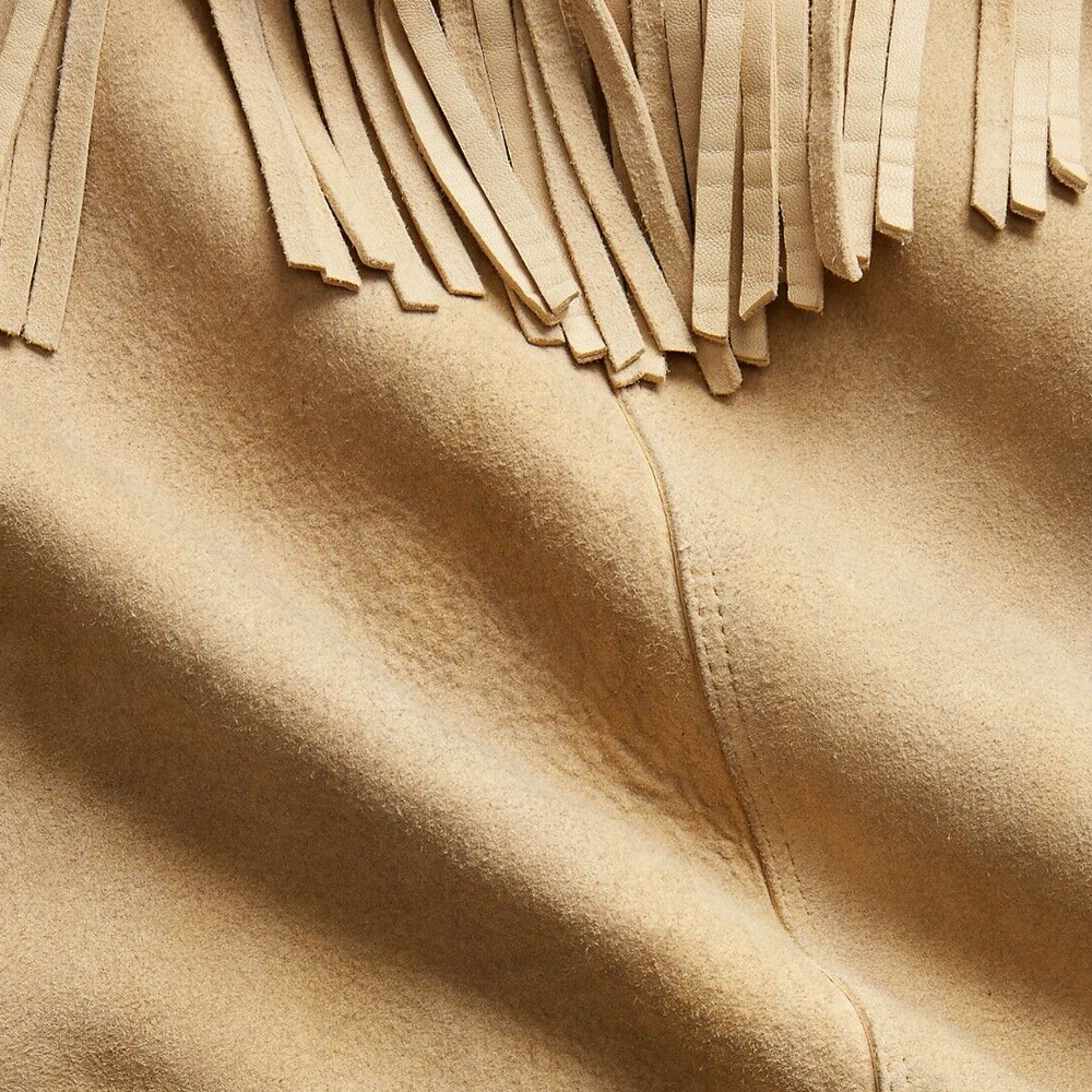 Men’s "Sacred Mesa" Western Jacket | Premium Tan-Brown Suede | Hand-Beaded & Fringed Native Heritage Coat | Full Grain Apparel