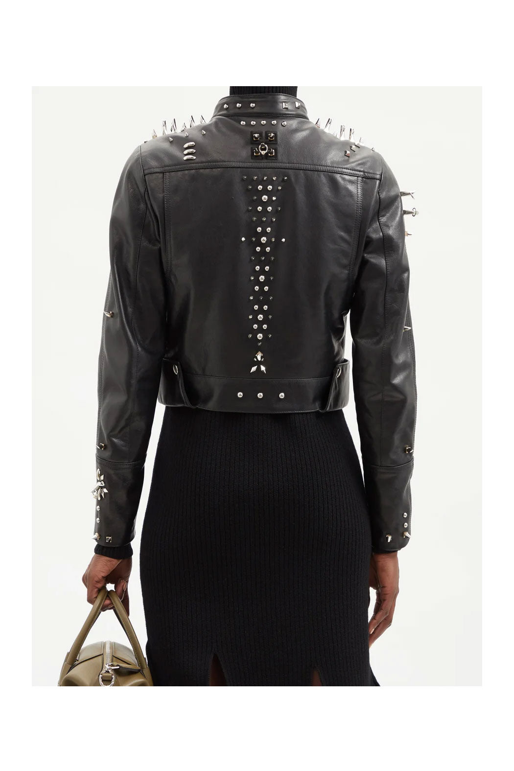 Women’s "Abyssal Thorn" Moto | Premium Black Lambskin | Extreme Silver Long-Spike & Studded Armor | Full Grain Apparel