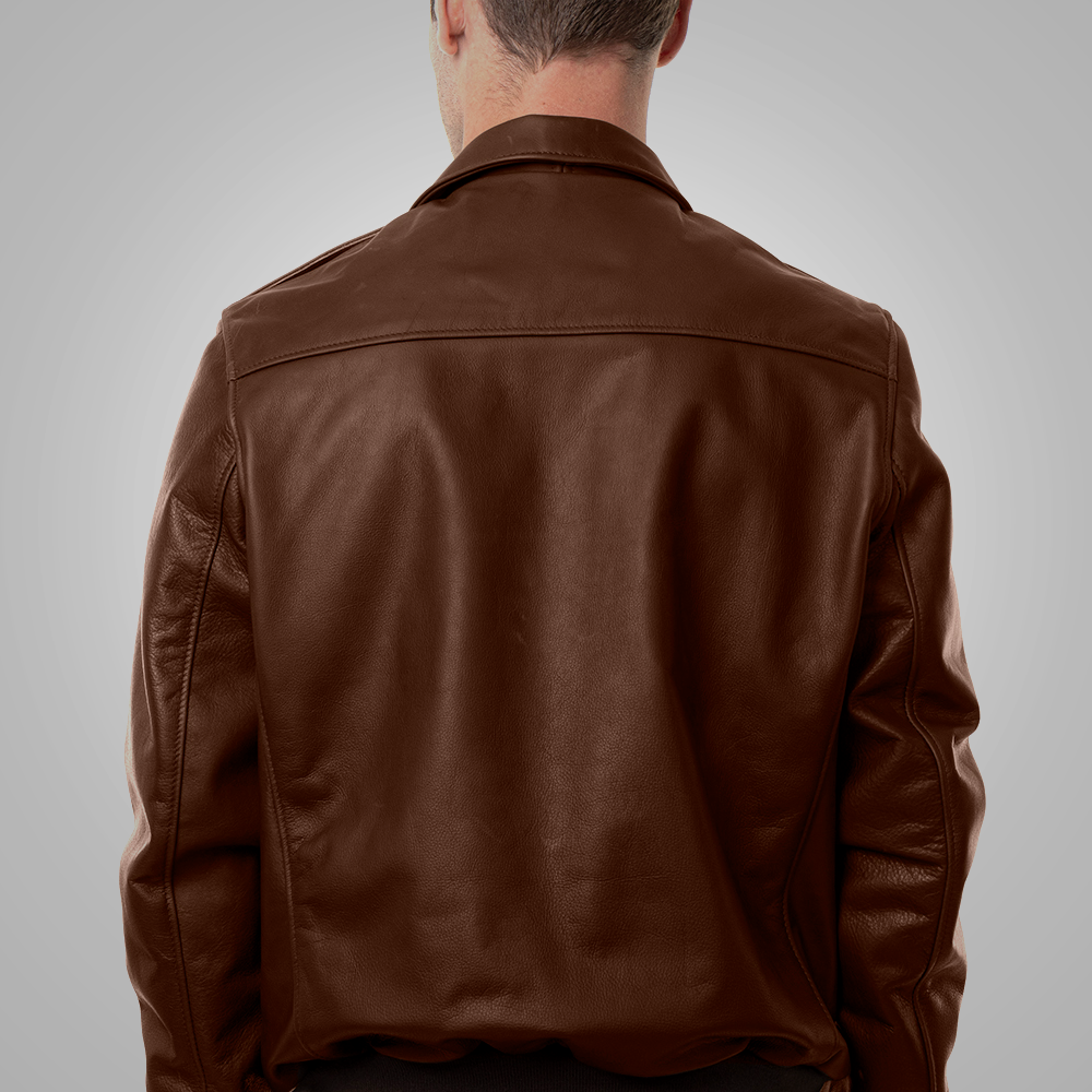 Men’s "Air-Ace" A-2 Flight Jacket | Premium Brown Lambskin | Authentic Military Heritage Bomber | Full Grain Apparel