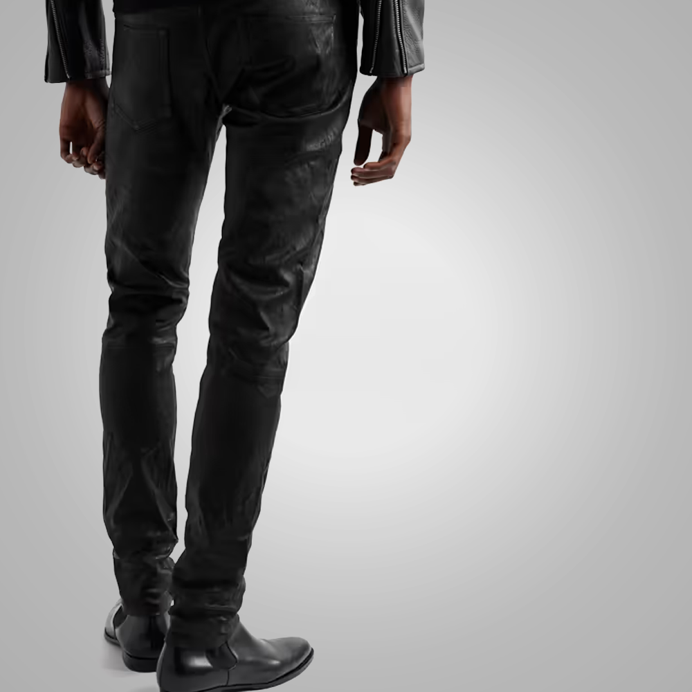 Men’s "Titan-Grade" Moto Pants | Premium Black Cowhide | Heavy-Duty Genuine Leather Biker Trousers | Full Grain Apparel