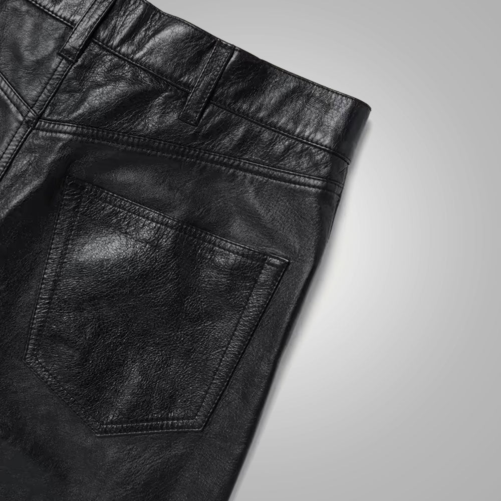 Vaqueros urbanos neoclásicos para hombre | Piel de oveja negra de primera calidad | Pantalones de cuero a la moda de 5 bolsillos | Prenda de cuero de grano completo