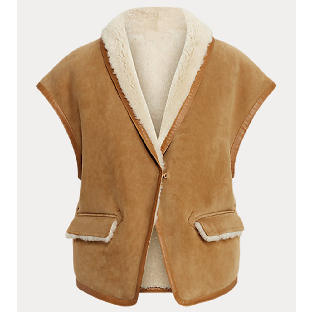 Women’s "Tundra Trail" Aviator | Premium Brown Sheepskin | Genuine Shearling Leather Flight Vest | Full Grain Apparel