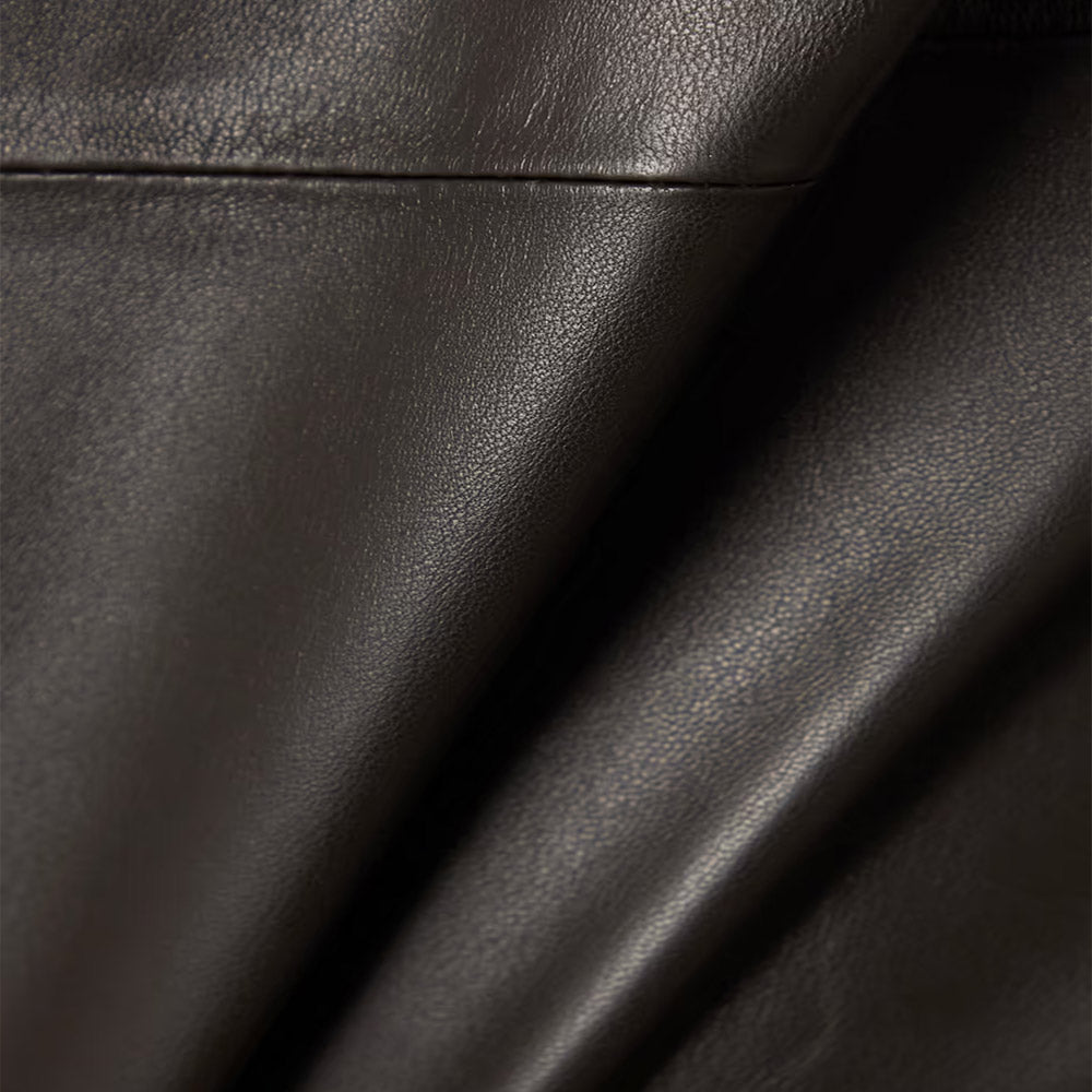 Women’s "Cocoa-Silk" Half-Sleeve Shirt | Premium Chocolate Sheepskin | Smooth Soft-Touch Minimalist Leather Top | Full Grain Apparel