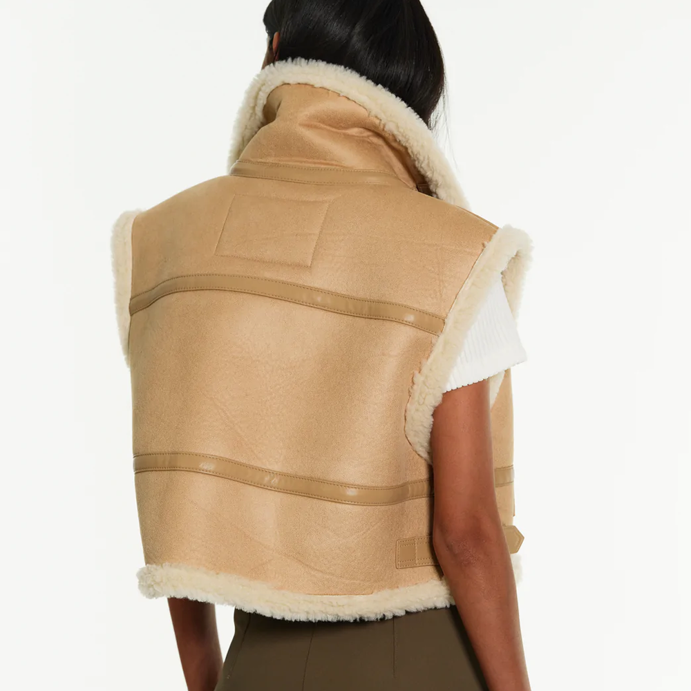 Women’s "Aero-Luxe" B3 | Premium Brown Sheepskin | Authentic Shearling Aviator Leather Vest | Full Grain Apparel