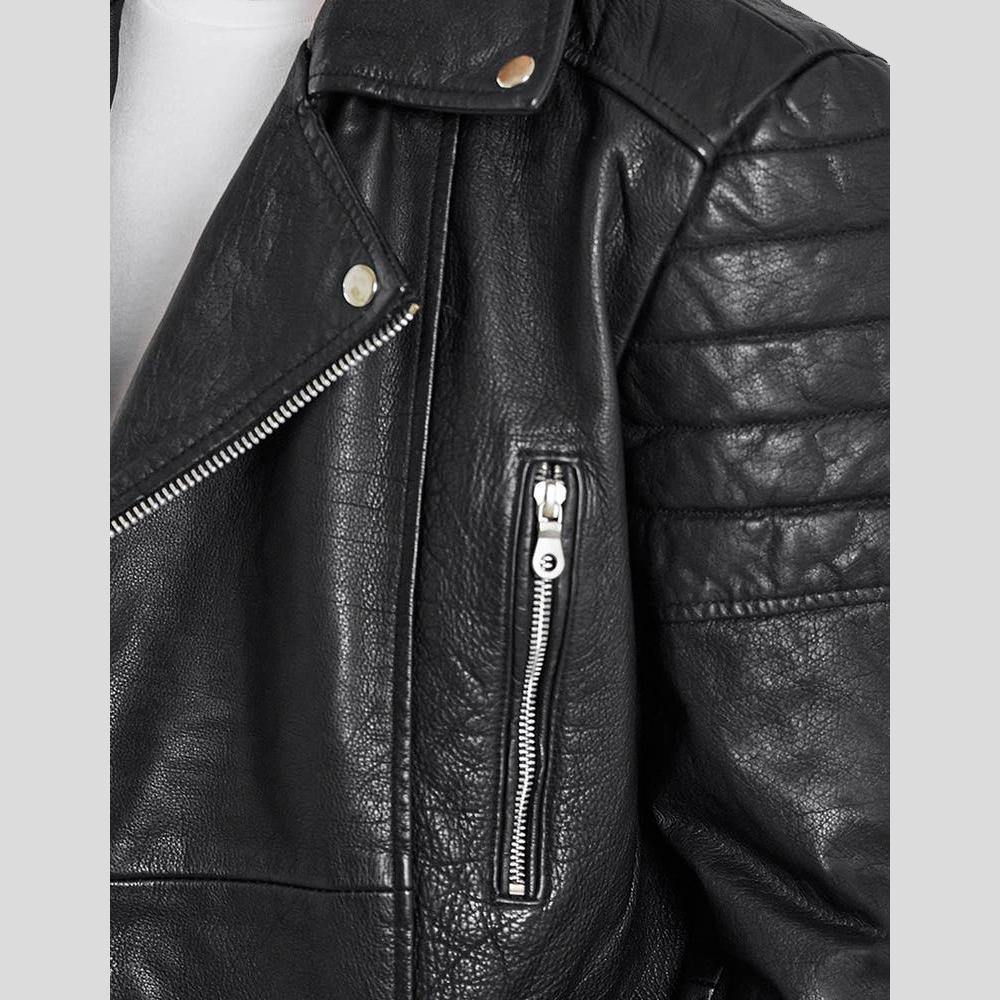Men’s Alvin Black Biker Quilted Leather Jacket | Slim Fit Cycle Racer | Full Grain Apparel