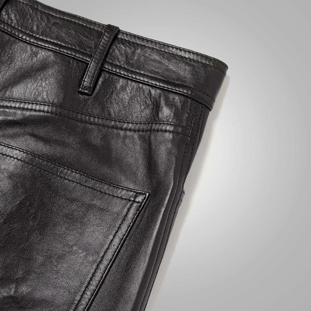 Men’s "Hybrid-Moto" Jeans | Premium Black Sheepskin | Genuine Leather 5-Pocket Biker Trousers | Full Grain Apparel