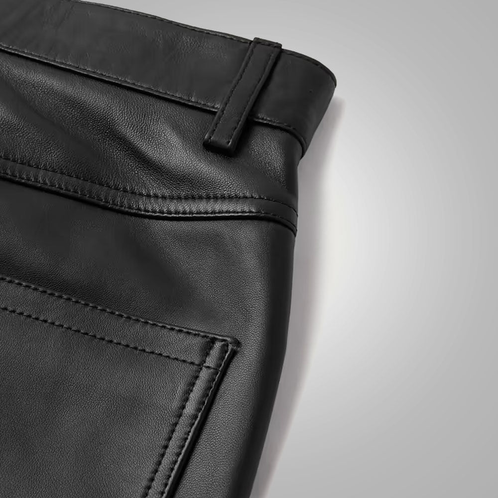 Pantalones vaqueros de cuero "Midnight Stealth" para hombre | Piel de oveja negra de primera calidad | Auténticos pantalones de cuero de moda con 5 bolsillos | Prenda de grano completo