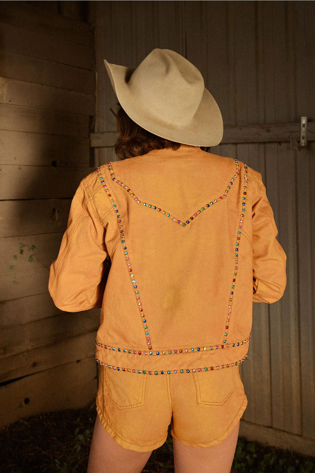 Women’s "Copper Canyon" Retro Moto | Premium Cognac Lambskin | Hand-Set Silver Spikes & Vintage Studs | Full Grain Apparel
