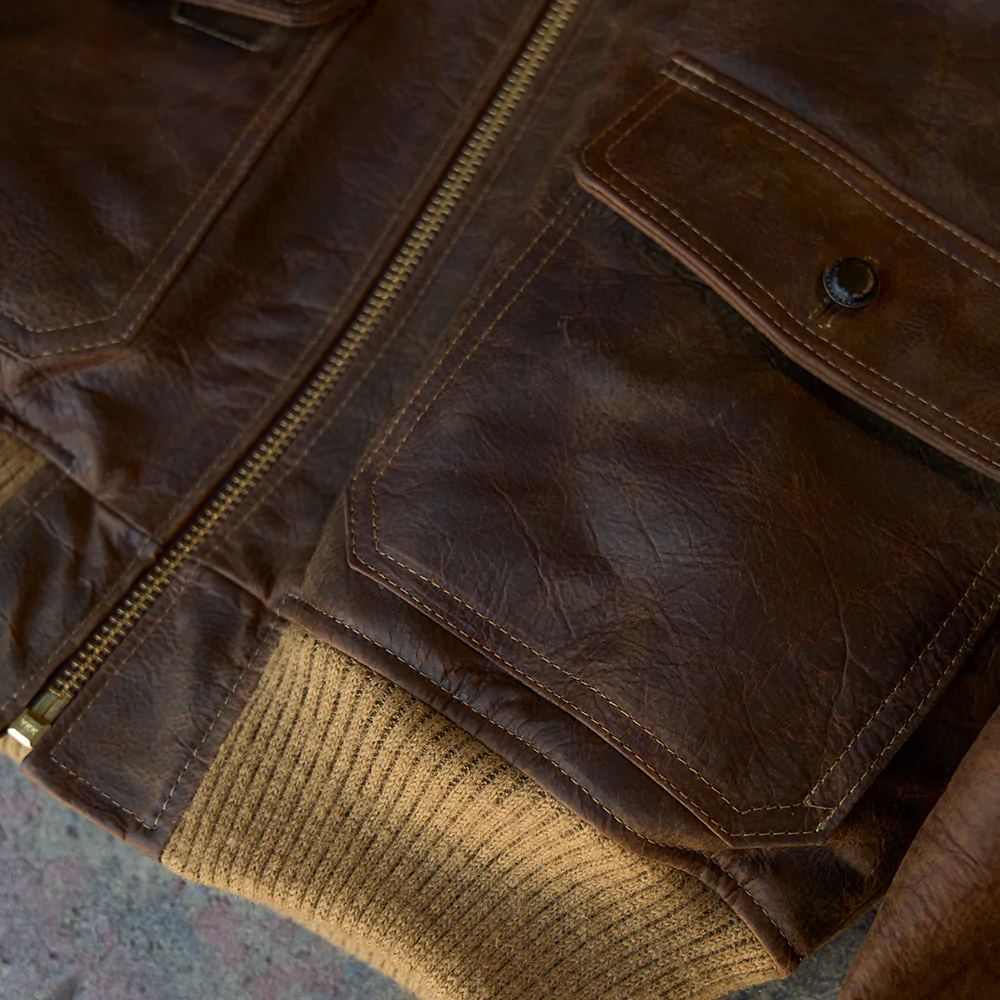 Men’s "Iron-Wing" Aviator-Biker | Heavy-Duty Brown Cowhide | RAF-Spec Flight Biker Jacket | Full Grain Apparel