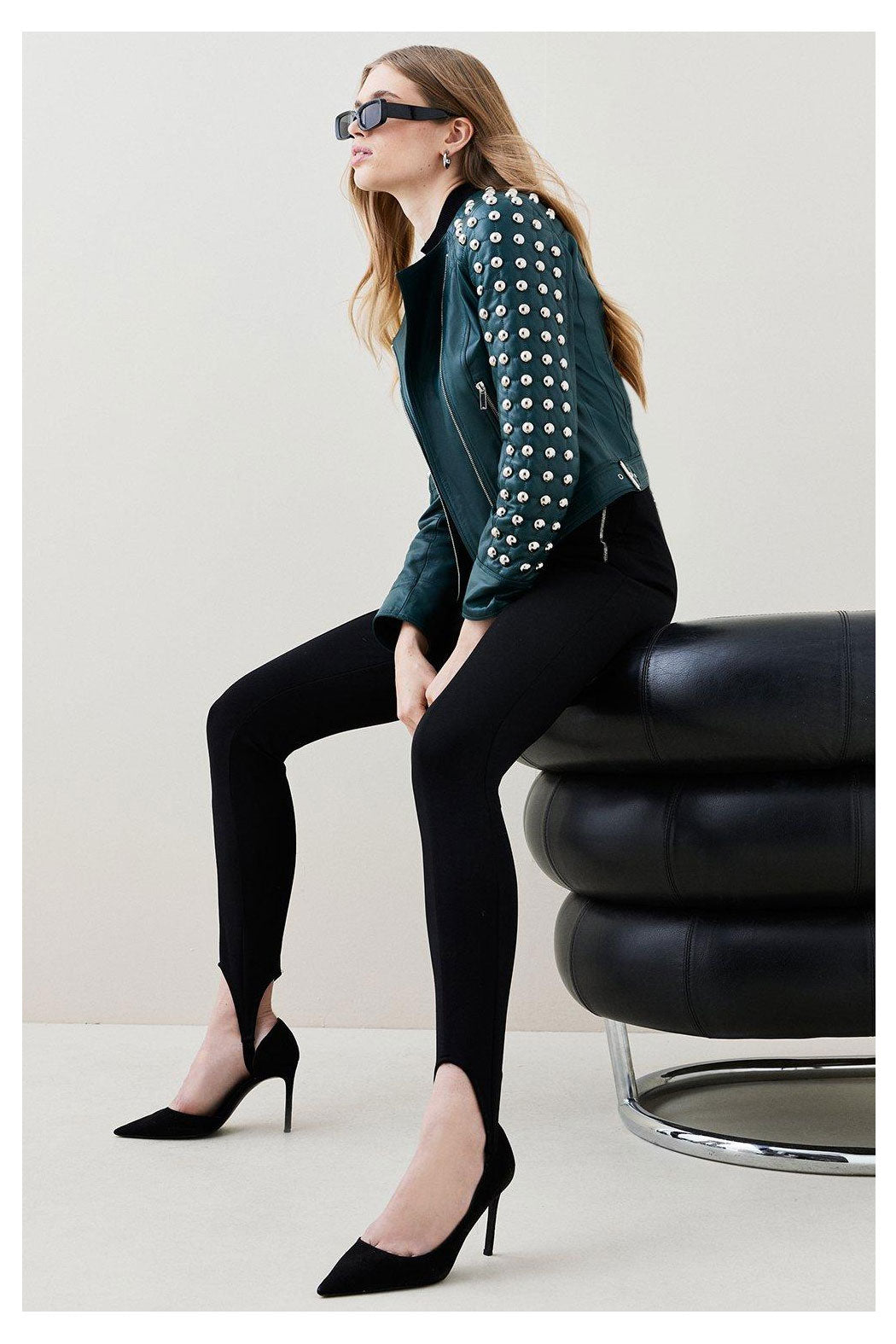 Women’s "Midnight Nomad" Retro Moto | Premium Distressed Black Lambskin | Hand-Set Silver Spikes & Vintage Studs | Full Grain Apparel