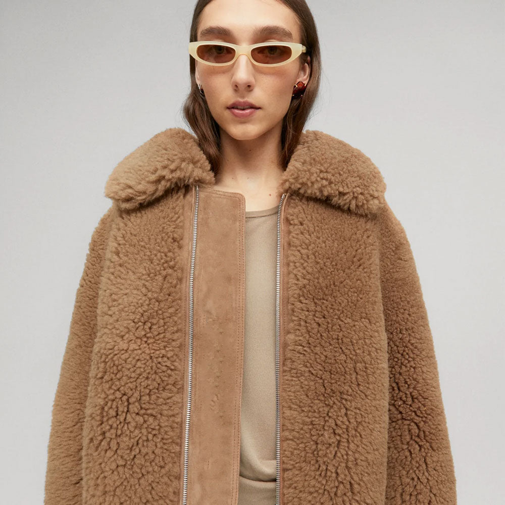 Women’s "Alpine Muse" Brown Shearling Jacket | Premium Sheepskin Leather & Plush Fur Coat | Full Grain Apparel