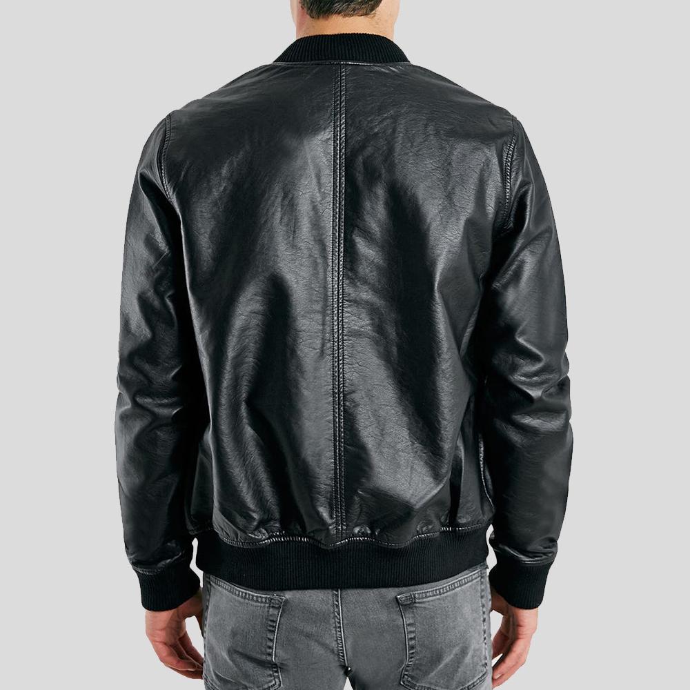 Men’s Bailei Black Bomber Leather Jacket | Luxury Real Sheepskin Pilot | Full Grain Apparel