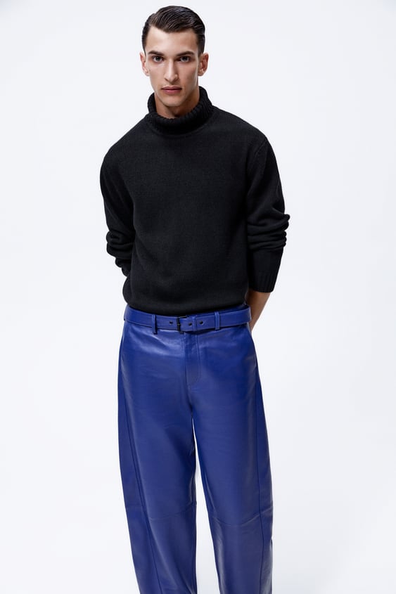 Men’s "Cobalt Rebel" Moto Pants | Premium Royal Blue Sheepskin | Genuine Leather Real Biker Trousers | Full Grain Apparel