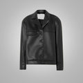 Women’s "Echo-Luxe" Soft-Fit Shirt | Premium Black Smooth Faux Leather | Vegan-Friendly Minimalist Button-Down | Full Grain Apparel