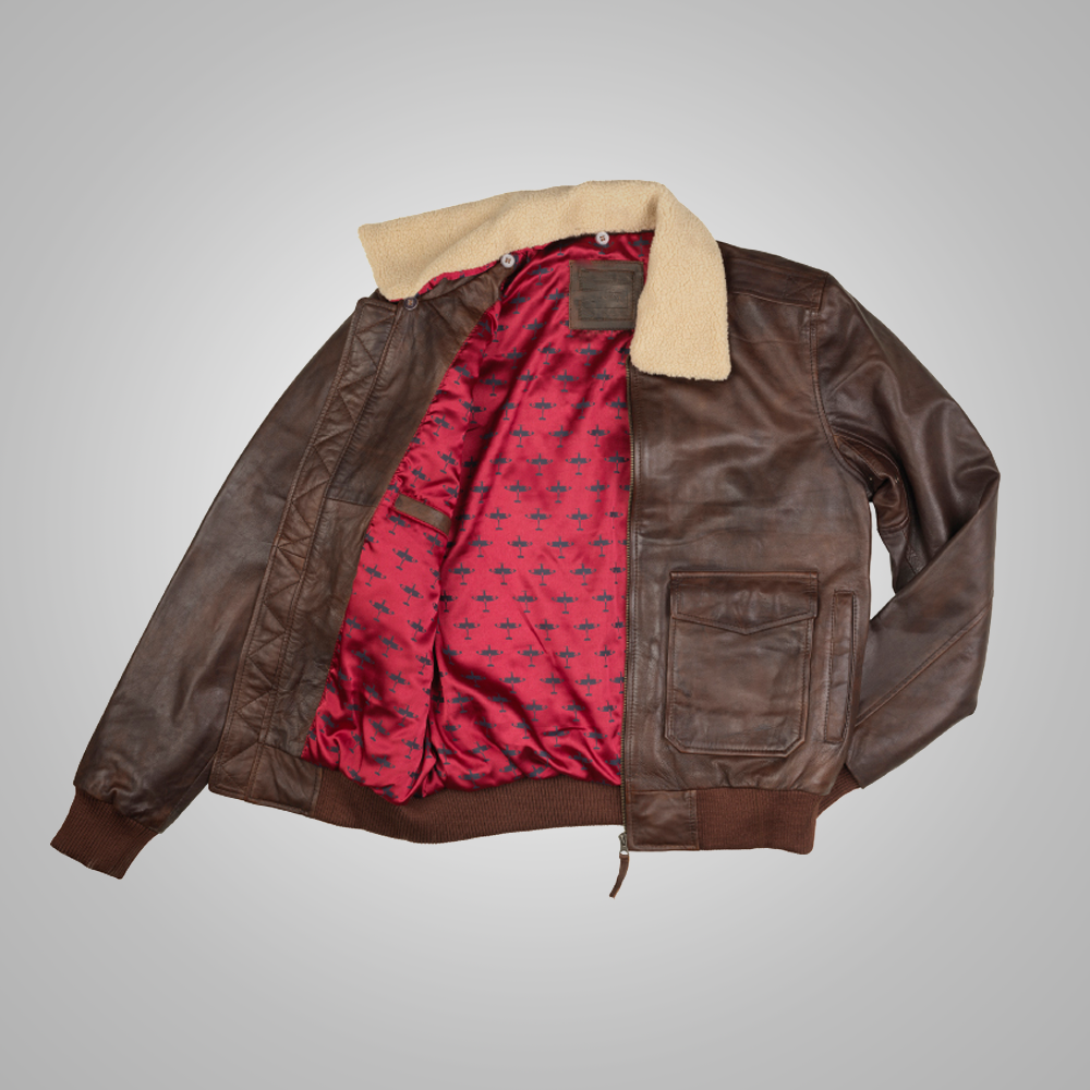 Men’s "High-Altitude" Aviator | Premium Brown Waxed Sheepskin | Industrial Shearling Flight Jacket | Full Grain Apparel