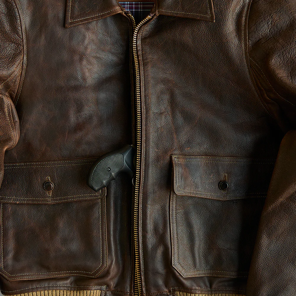Men’s "Iron-Wing" Aviator-Biker | Heavy-Duty Brown Cowhide | RAF-Spec Flight Biker Jacket | Full Grain Apparel