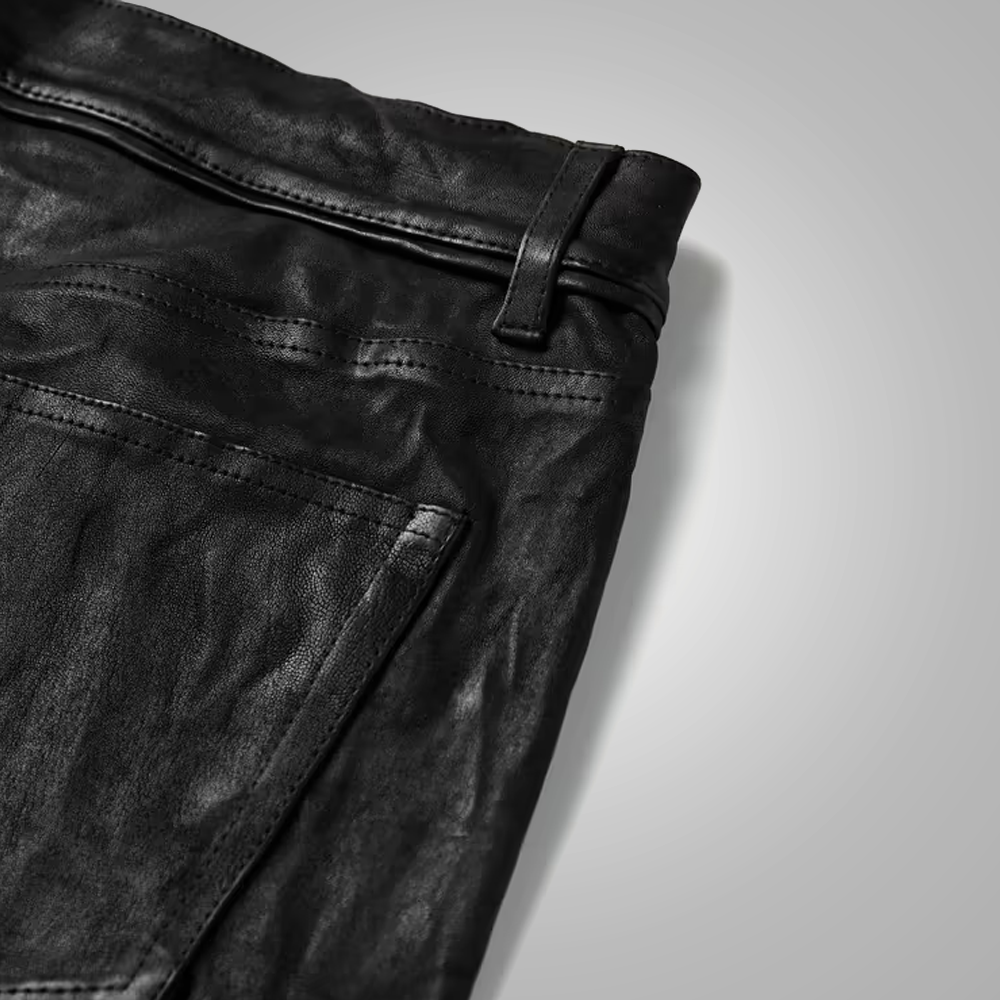 Men’s "Titan-Grade" Moto Pants | Premium Black Cowhide | Heavy-Duty Genuine Leather Biker Trousers | Full Grain Apparel