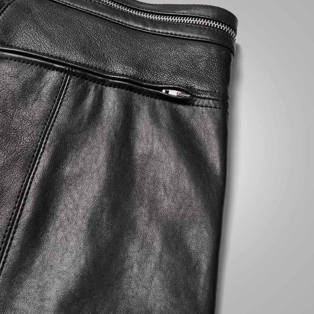 Men’s "Midnight Pulse" Moto Pants | Premium Black Sheepskin | Genuine Fashion-Fit Biker Trousers | Full Grain Apparel