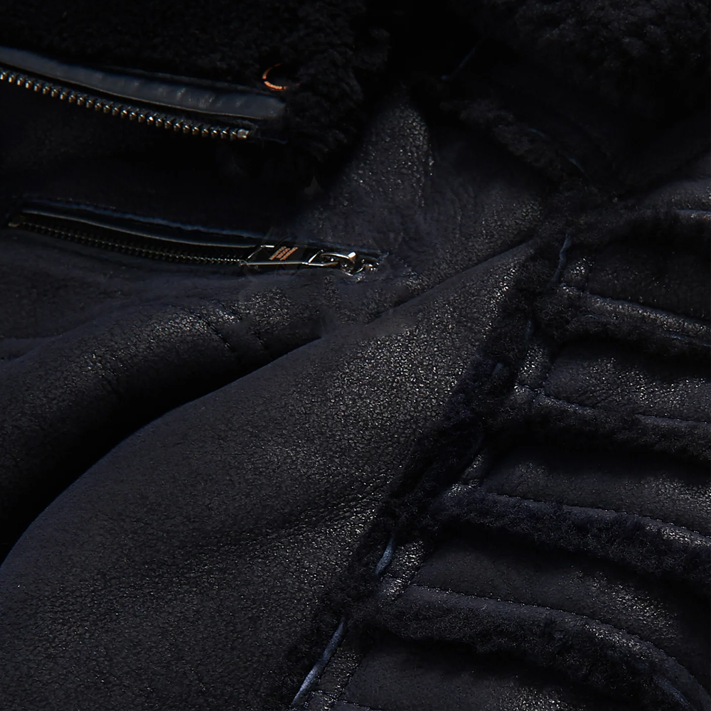 Men’s "RAF-Stealth" Moto-Flyer | New Edition Black Sheepskin | Premium Shearling-Lined B3 Aviator Jacket | Full Grain Apparel
