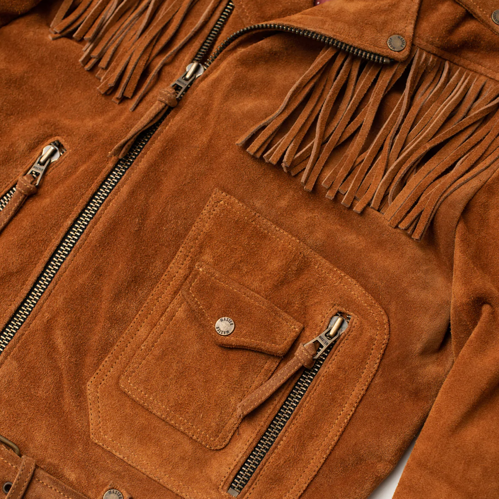 Men’s "Canyon Drifter" Western Jacket | Premium Cognac Suede | Hand-Finished Fringes & Native Heritage Style | Full Grain Apparel