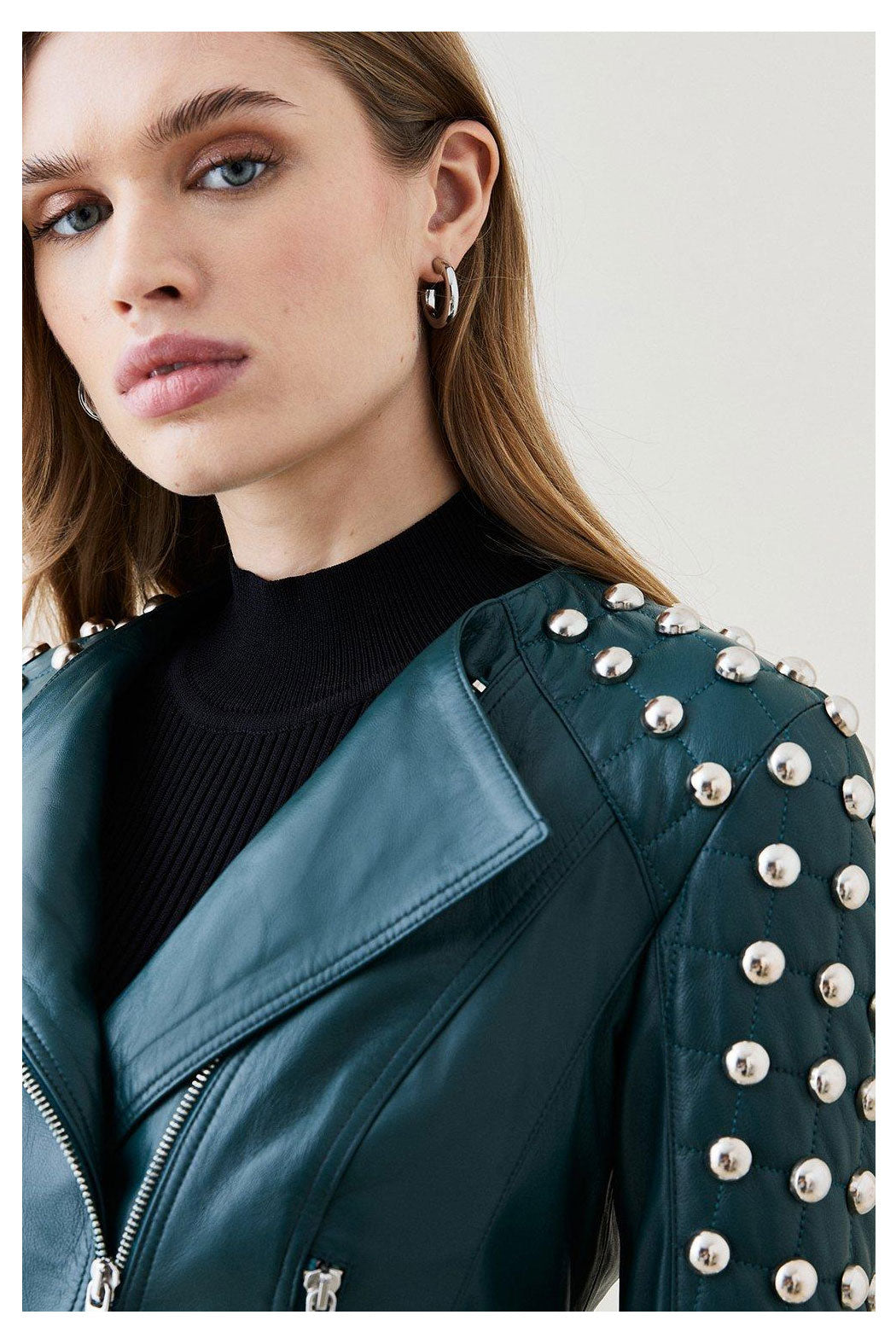 Women’s "Midnight Nomad" Retro Moto | Premium Distressed Black Lambskin | Hand-Set Silver Spikes & Vintage Studs | Full Grain Apparel