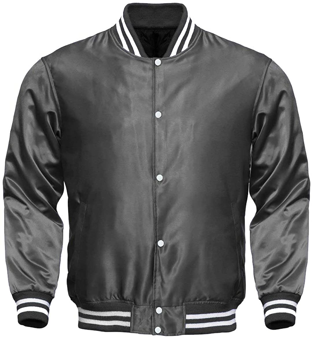 Men’s Varsity Letterman Satin Baseball Bomber Jacket | Vintage Retro | Full Grain Apparel