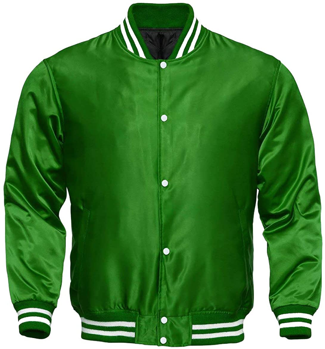 Men’s Varsity Letterman Satin Baseball Bomber Jacket | Vintage Retro | Full Grain Apparel
