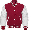 Men’s Maroon Varsity Letterman Bomber Jacket | Wool & Leather | Full Grain Apparel
