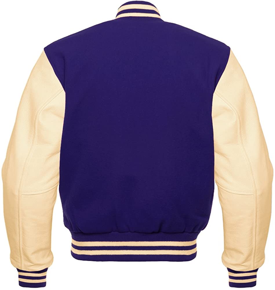 Men’s Varsity Letterman Baseball Bomber Jacket | Wool & Leather | Full Grain Apparel