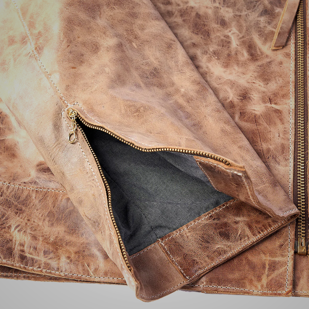 Men’s "Heritage Outpost" Jacket | Premium Brown Real Leather | Vintage Distressed Two-Pocket Field Jacket | Full Grain Apparel