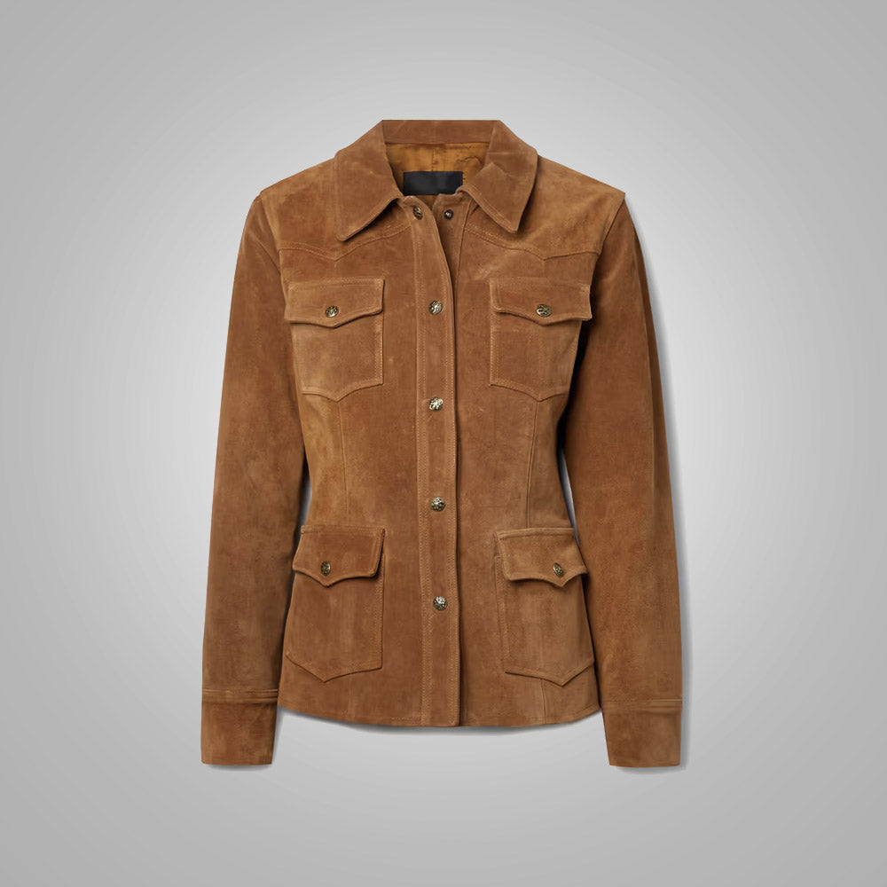 Women’s "Cognac-Velvet" Suede Shirt | New Ultra-Premium Buttery Soft Sheep Suede | Minimalist "Cloud-Touch" Button-Down | Full Grain Apparel