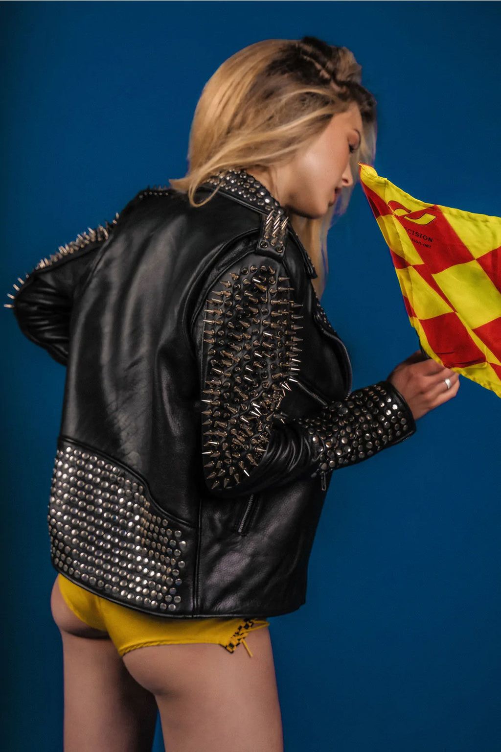 Women’s "Gothic Titan" Punk Jacket | Premium Obsidian Lambskin | Extreme Silver Long-Spike & Studded Biker | Full Grain Apparel