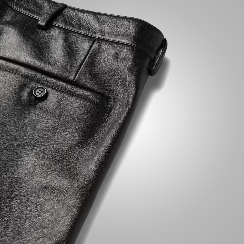Pantalones cortos premium "Shadow-Run" para hombre | Piel de oveja negra genuina | Ropa urbana de lujo en piel | Prendas de plena flor