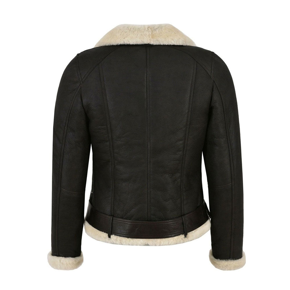 Women’s Genuine Leather Faux Fur Shearling Biker Jacket - Rebel Luxe Edition | Full Grain Apparel