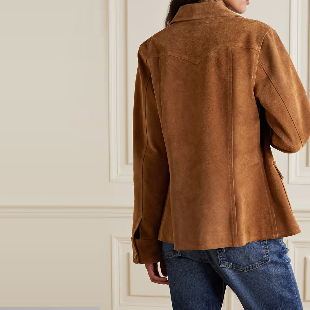 Women’s "Cognac-Velvet" Suede Shirt | New Ultra-Premium Buttery Soft Sheep Suede | Minimalist "Cloud-Touch" Button-Down | Full Grain Apparel