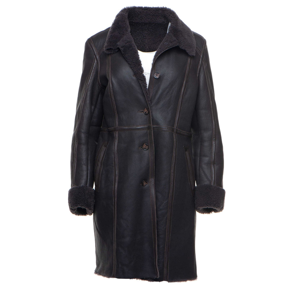 Women's Shaunna's 3/4 Length Shearling Coat | Spanish Merino | Full Grain Apparel